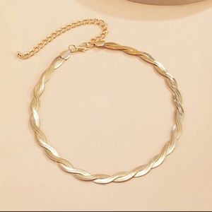 NEW NORDSTROM REVOLVE 18kt Gold Plated Choker Braided Chain Necklace Jewelry